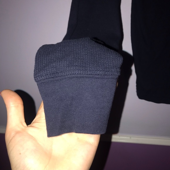 COTTON / POLYESTER WOVEN LONG SLEEVE ; NAVY BLUE - Picture 5 of 5